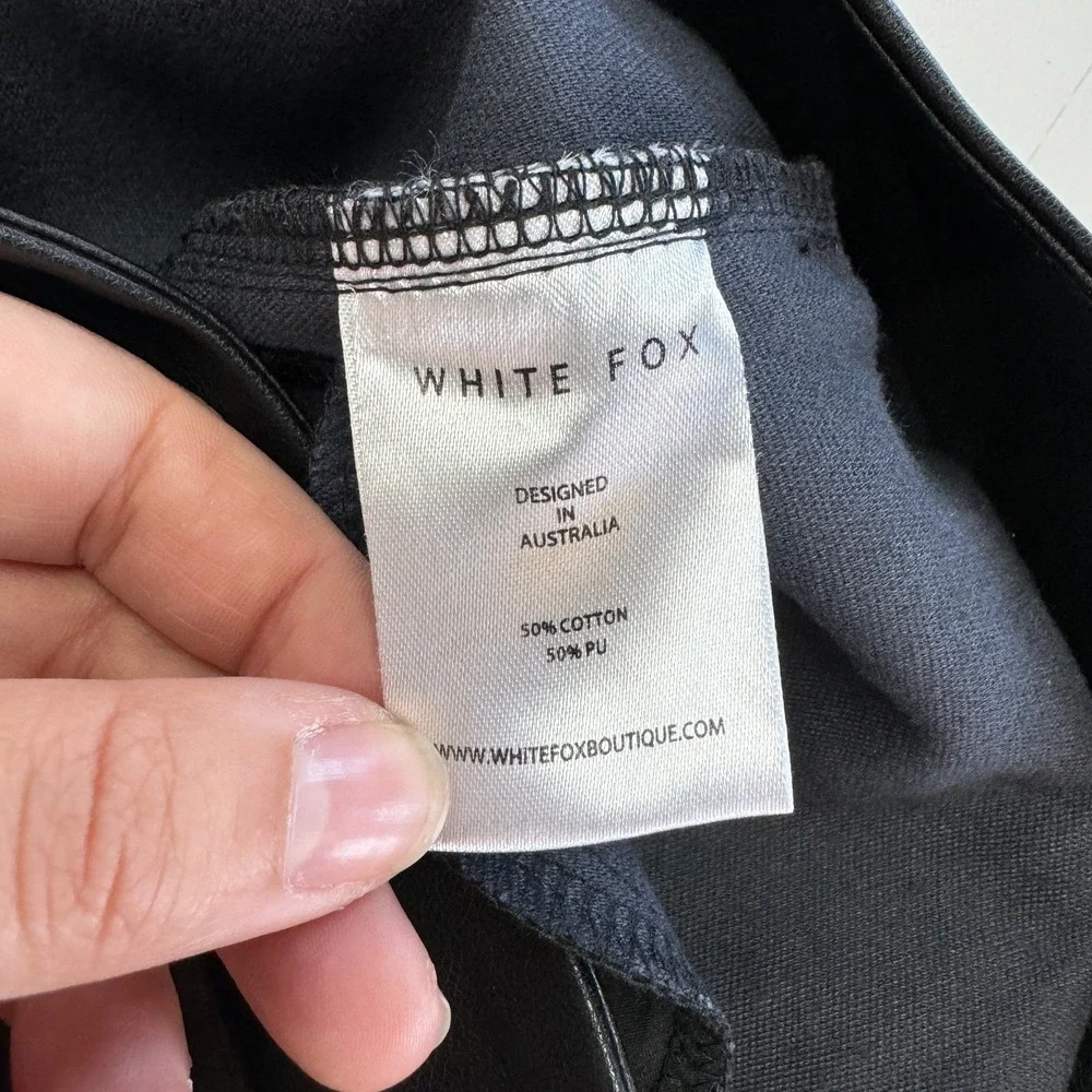 White‎ Fox Pants Womens Medium Black Faux Leather High Waisted Chic - Picture 6 of 9